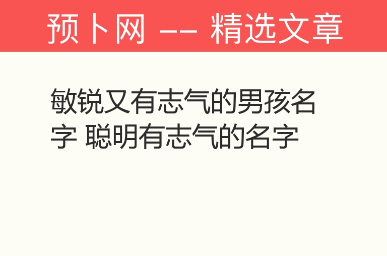 敏锐又有志气的男孩名字 聪明有志气的名字