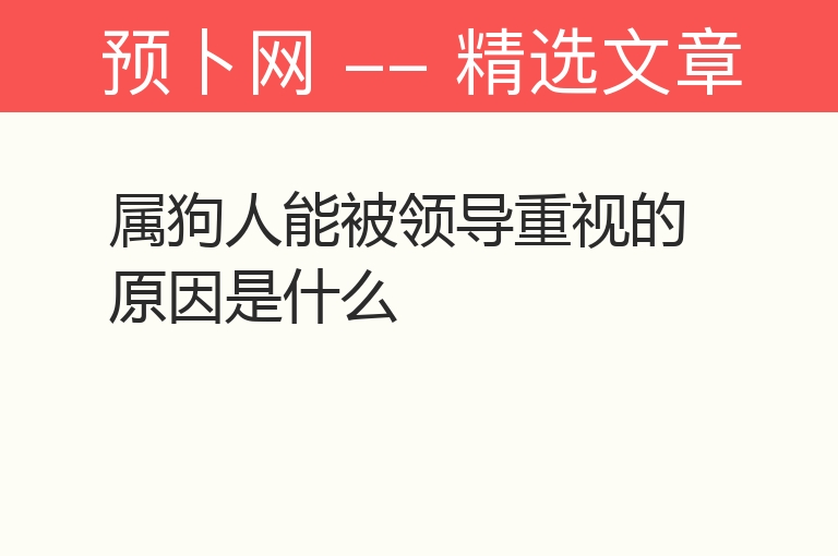 属狗人能被领导重视的原因是什么