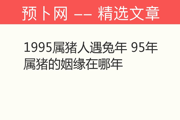 1995属猪人遇兔年 95年属猪的姻缘在哪年